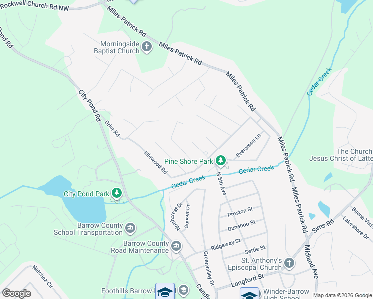 map of restaurants, bars, coffee shops, grocery stores, and more near 871 Whispering Way in Winder