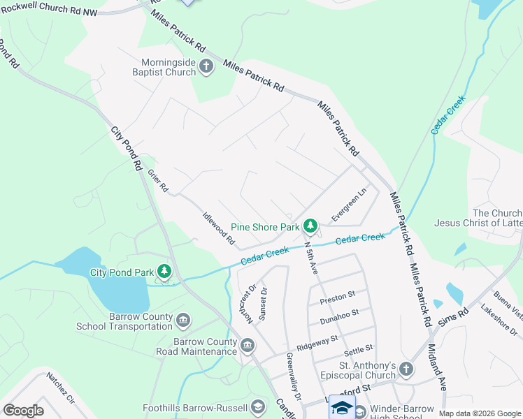 map of restaurants, bars, coffee shops, grocery stores, and more near 871 Whispering Way in Winder