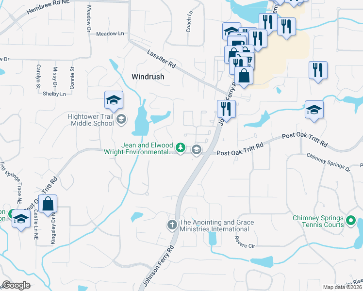 map of restaurants, bars, coffee shops, grocery stores, and more near 82 Jennifer Court Northeast in Marietta
