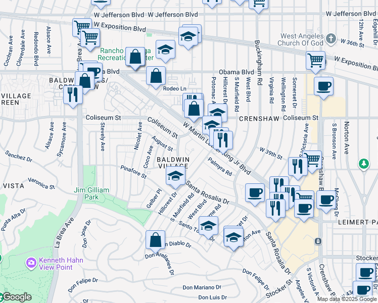 map of restaurants, bars, coffee shops, grocery stores, and more near in Los Angeles