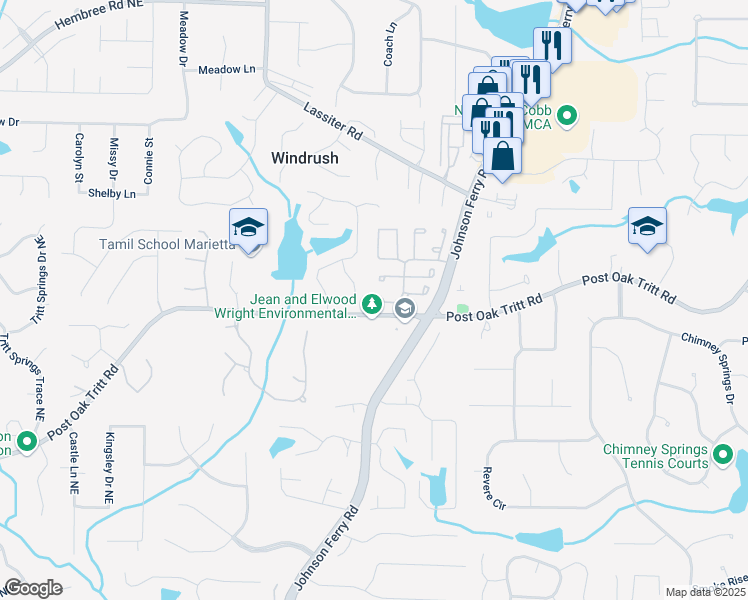 map of restaurants, bars, coffee shops, grocery stores, and more near 82 Jennifer Court Northeast in Marietta