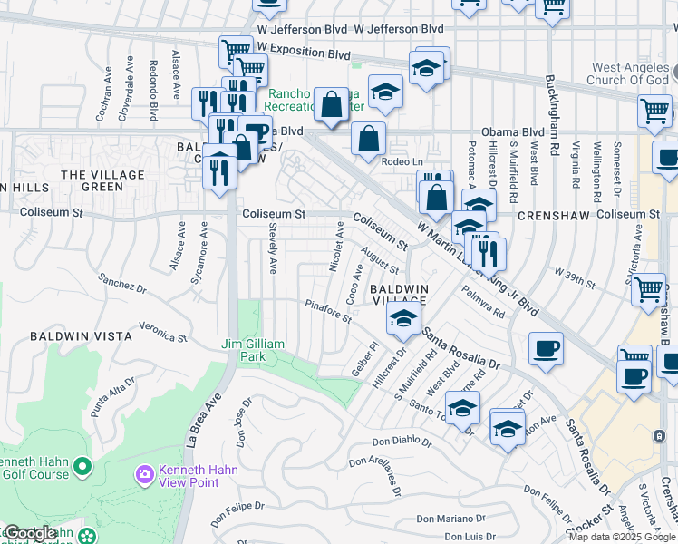 map of restaurants, bars, coffee shops, grocery stores, and more near 3915 Coco Avenue in Los Angeles