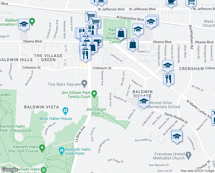 map of restaurants, bars, coffee shops, grocery stores, and more near 3942 Stevely Avenue in Los Angeles