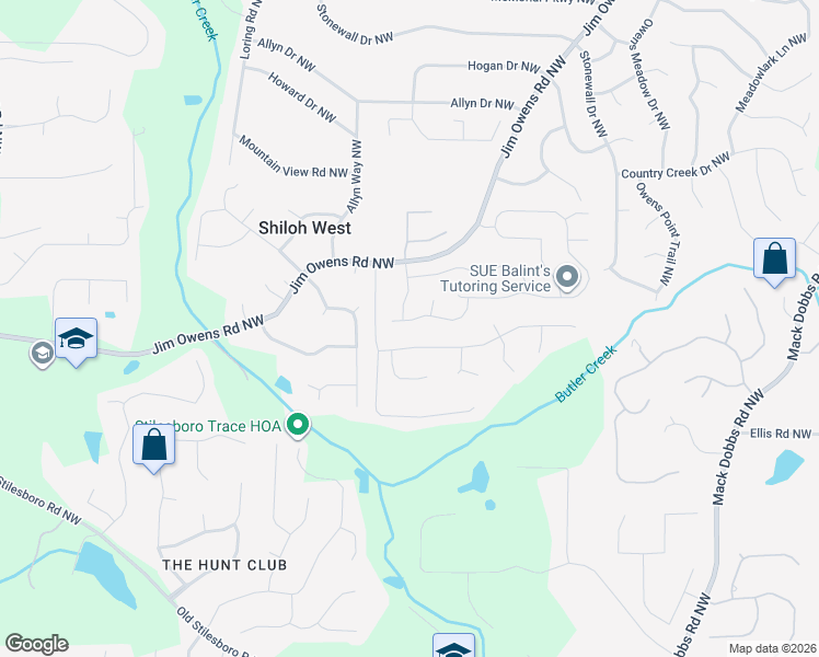 map of restaurants, bars, coffee shops, grocery stores, and more near 3635 Hollyhock Way Northwest in Kennesaw