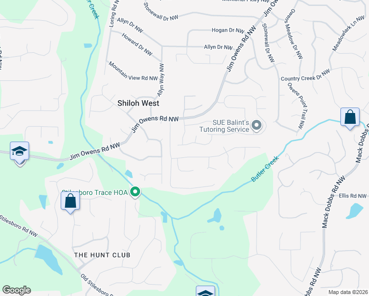 map of restaurants, bars, coffee shops, grocery stores, and more near 3635 Hollyhock Way Northwest in Kennesaw