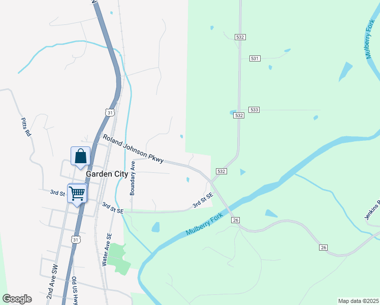 map of restaurants, bars, coffee shops, grocery stores, and more near 599 Roland Johnson Parkway in Hanceville