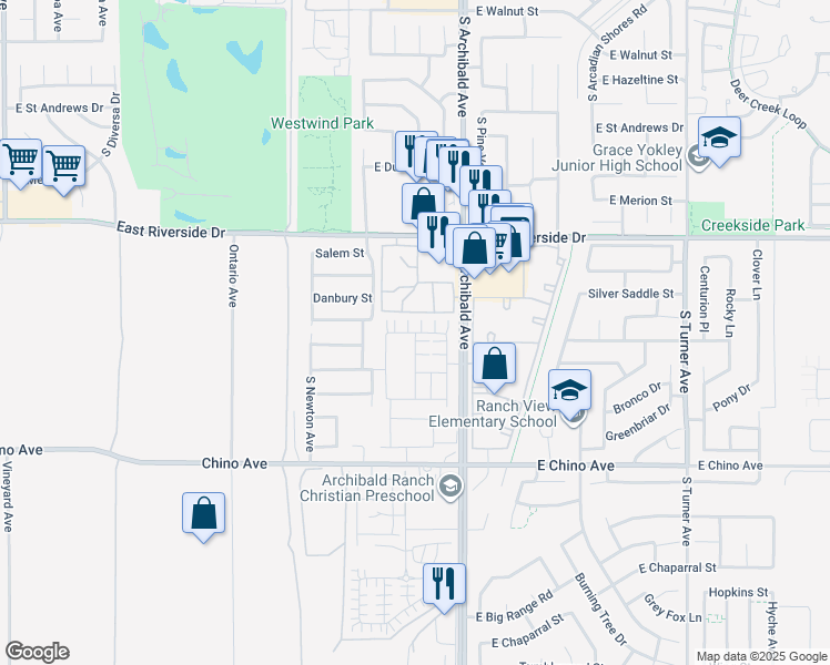 map of restaurants, bars, coffee shops, grocery stores, and more near Cloudview Privado in Ontario