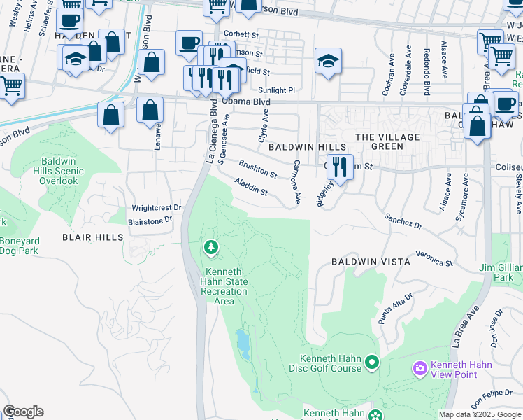 map of restaurants, bars, coffee shops, grocery stores, and more near 5640 Glenford Street in Los Angeles