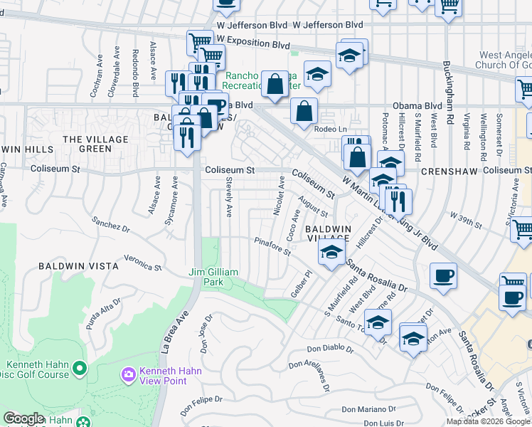 map of restaurants, bars, coffee shops, grocery stores, and more near 3927 Nicolet Avenue in Los Angeles