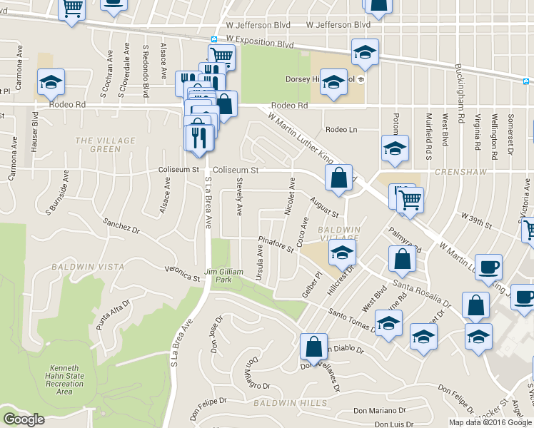 map of restaurants, bars, coffee shops, grocery stores, and more near 3927 Nicolet Avenue in Los Angeles