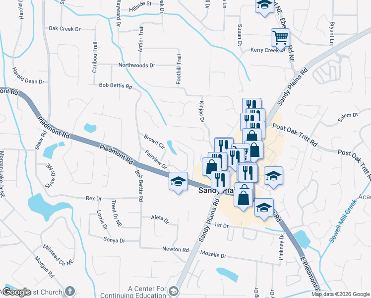 map of restaurants, bars, coffee shops, grocery stores, and more near 2744 Stillwater Lake Lane in Marietta