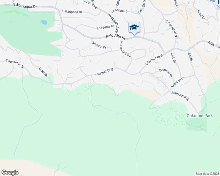 map of restaurants, bars, coffee shops, grocery stores, and more near Helen Court in Redlands