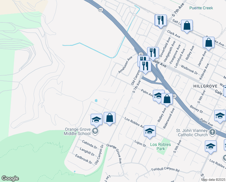 map of restaurants, bars, coffee shops, grocery stores, and more near 14469 Frankton Avenue in Hacienda Heights