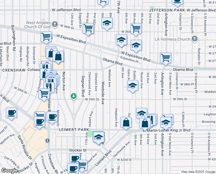 map of restaurants, bars, coffee shops, grocery stores, and more near 3841 Welland Avenue in Los Angeles