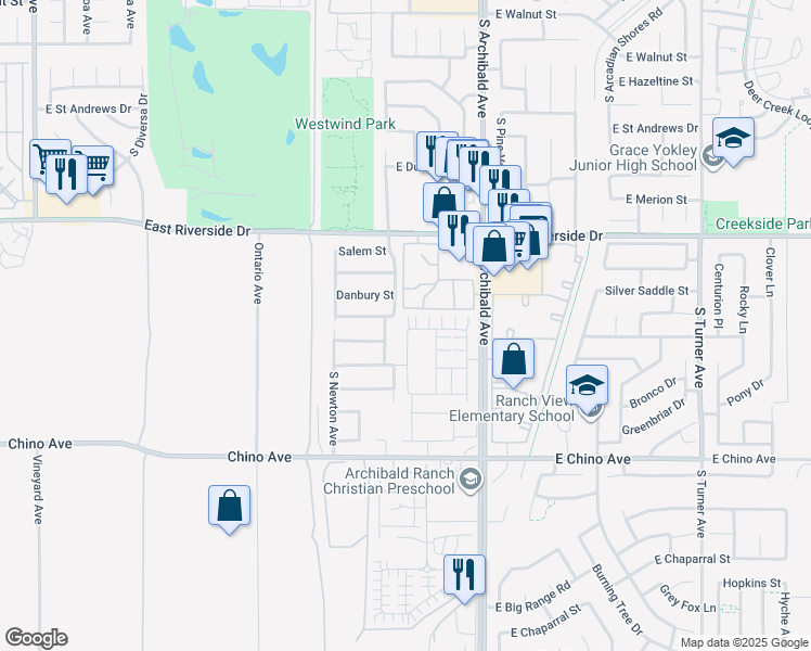 map of restaurants, bars, coffee shops, grocery stores, and more near Cloudview Privado in Ontario