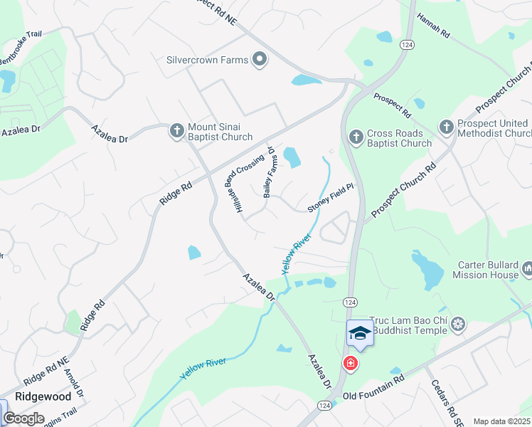 map of restaurants, bars, coffee shops, grocery stores, and more near 1621 Hillside Bend Crossing in Lawrenceville