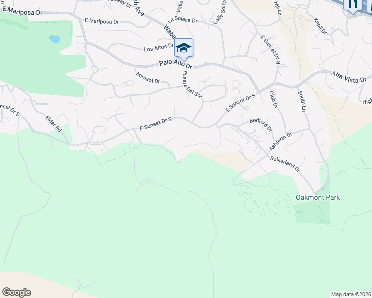 map of restaurants, bars, coffee shops, grocery stores, and more near 13089 Burns Lane in Redlands