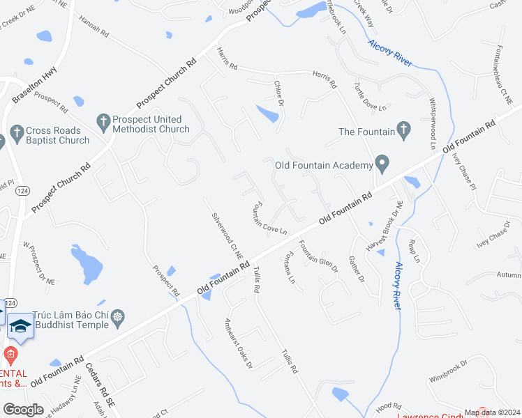 map of restaurants, bars, coffee shops, grocery stores, and more near 1285 Fountain Cove Lane in Lawrenceville