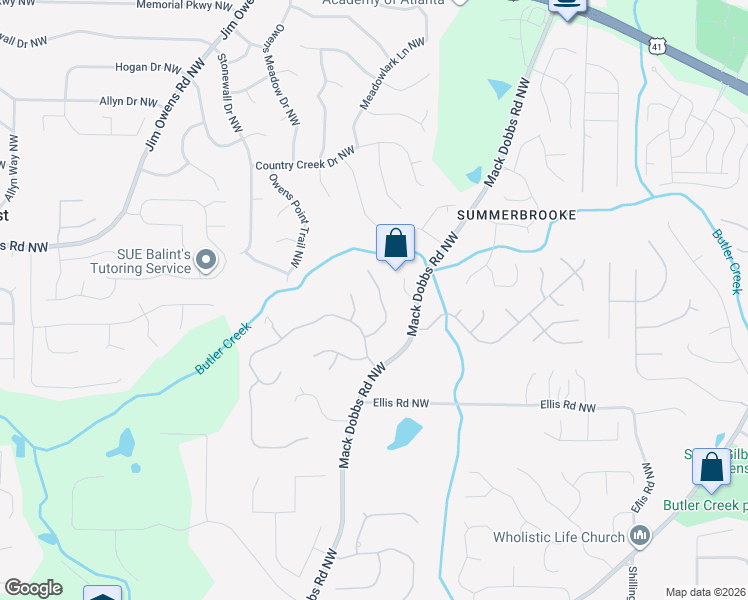 map of restaurants, bars, coffee shops, grocery stores, and more near 2409 Caylor Hill Point Northwest in Kennesaw