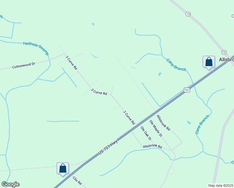 map of restaurants, bars, coffee shops, grocery stores, and more near 3 Curve Road in Loris