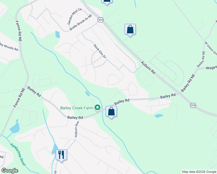 map of restaurants, bars, coffee shops, grocery stores, and more near 681 Rock Elm Drive in Auburn