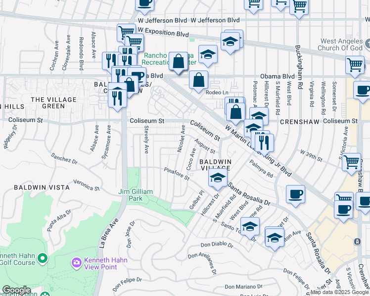 map of restaurants, bars, coffee shops, grocery stores, and more near 3848 Nicolet Avenue in Los Angeles
