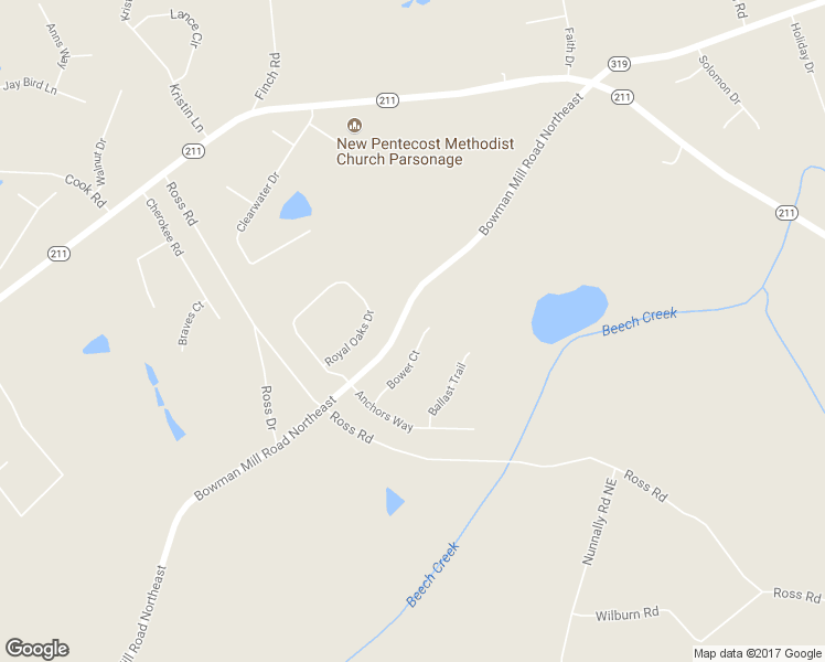 map of restaurants, bars, coffee shops, grocery stores, and more near 120 Bower Court in Winder