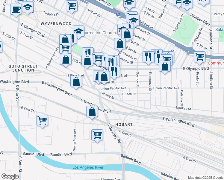 map of restaurants, bars, coffee shops, grocery stores, and more near 1408 De La Torre Way in Los Angeles