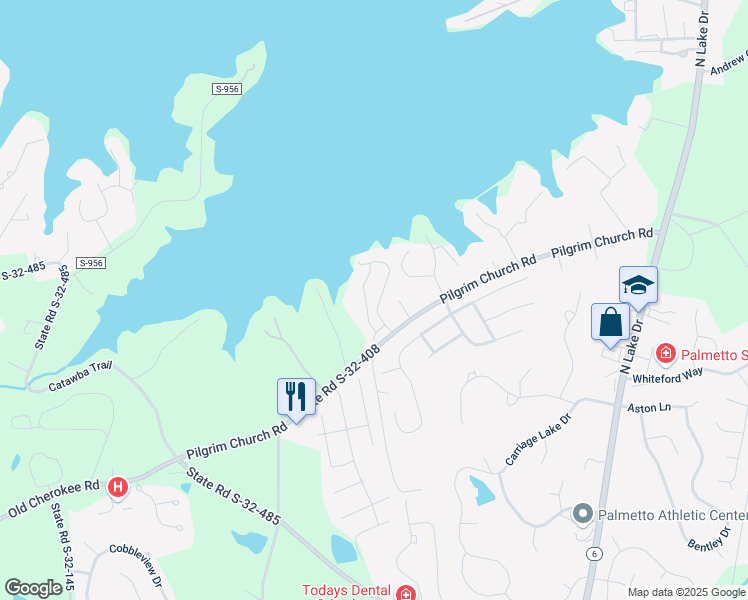 map of restaurants, bars, coffee shops, grocery stores, and more near 206 Pilgrim Point Drive in Lexington