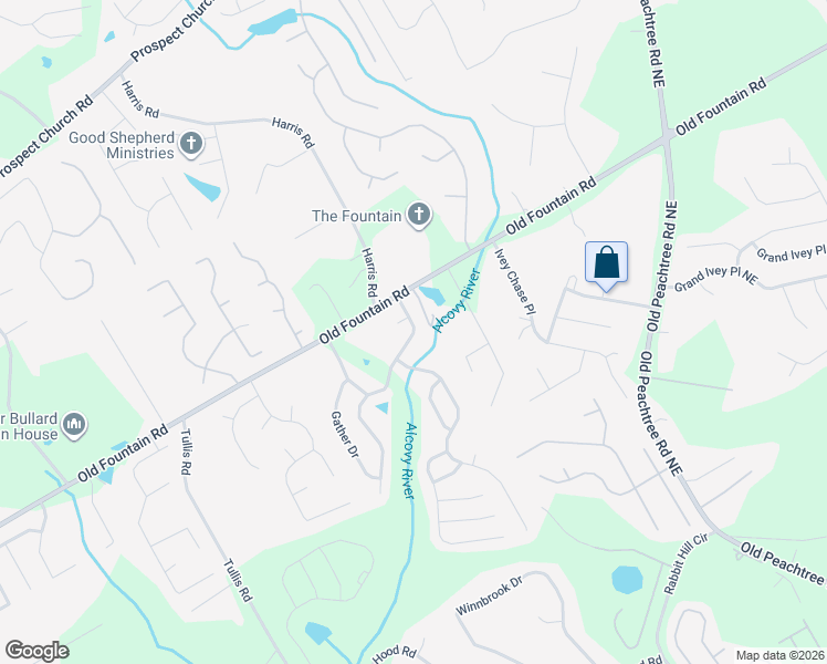 map of restaurants, bars, coffee shops, grocery stores, and more near 1179 Harvest Brook Drive Northeast in Lawrenceville