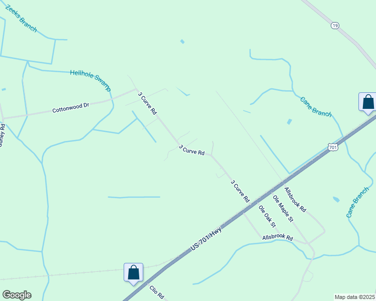 map of restaurants, bars, coffee shops, grocery stores, and more near 3 Curve Road in Horry County