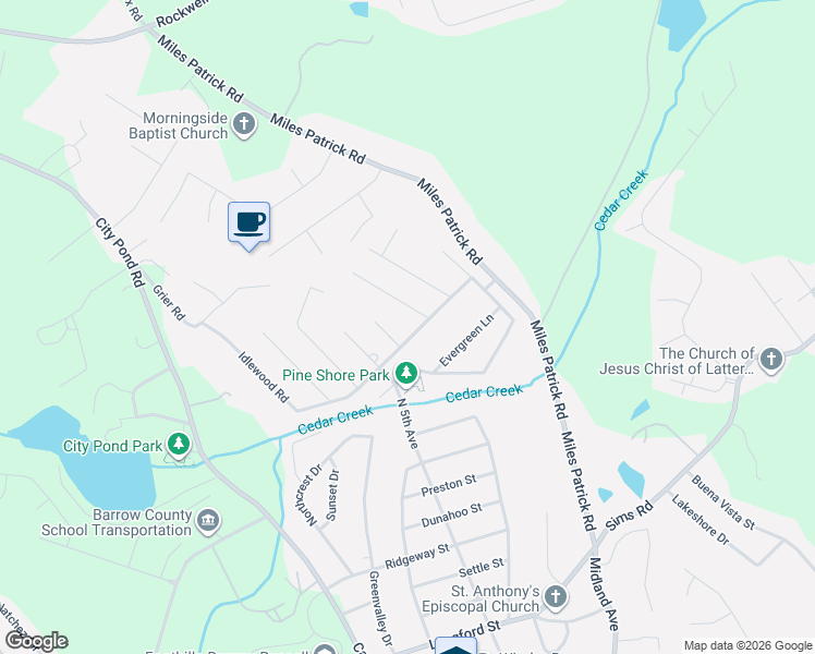 map of restaurants, bars, coffee shops, grocery stores, and more near 956 Pine Valley Road in Winder