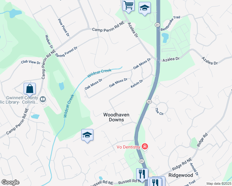map of restaurants, bars, coffee shops, grocery stores, and more near 1888 Kelvin Drive in Lawrenceville