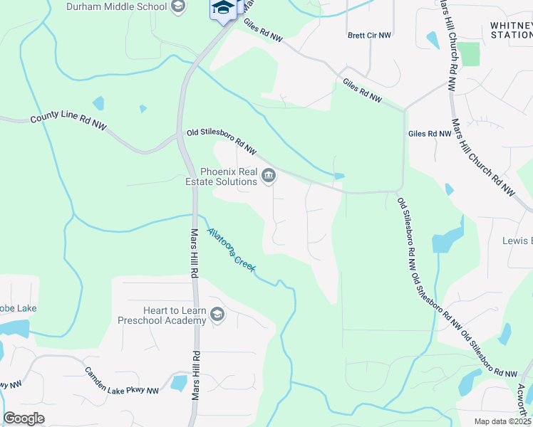 map of restaurants, bars, coffee shops, grocery stores, and more near 2439 Huntington Park Drive Northwest in Acworth