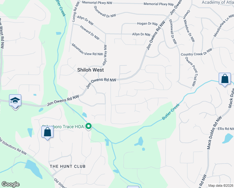 map of restaurants, bars, coffee shops, grocery stores, and more near 2501 Baysridge Drive Northwest in Kennesaw