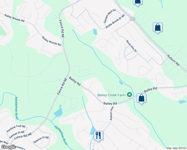 map of restaurants, bars, coffee shops, grocery stores, and more near 3269 Shirecrest Lane in Auburn