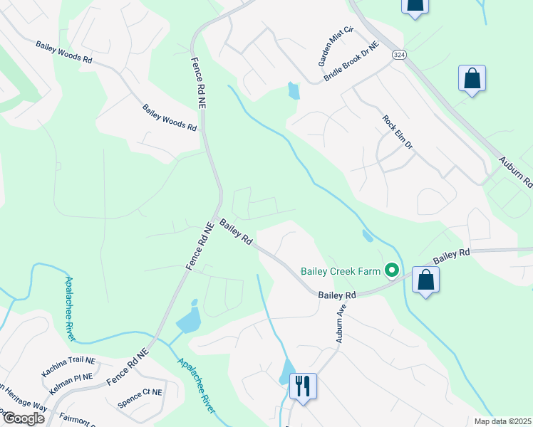 map of restaurants, bars, coffee shops, grocery stores, and more near 3198 Shirecrest Lane in Auburn