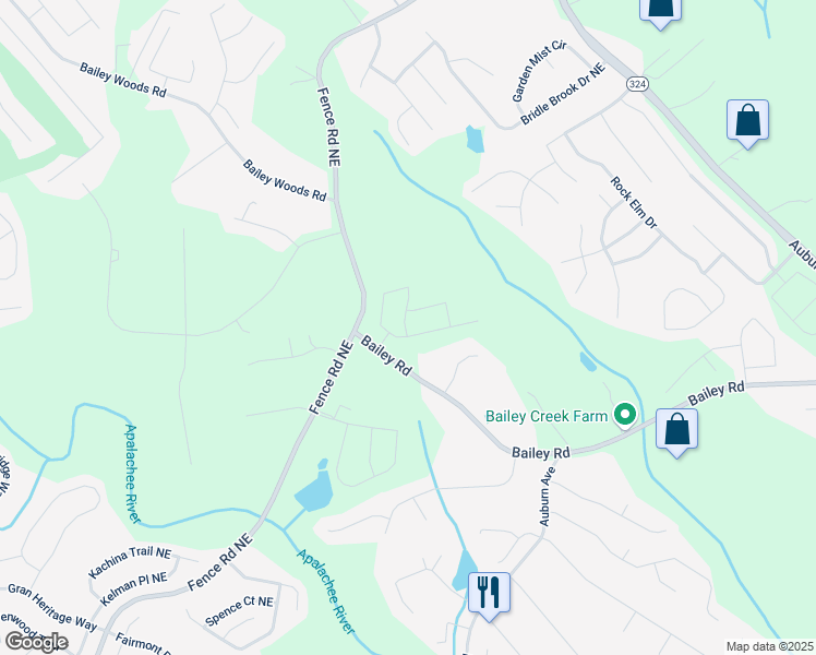 map of restaurants, bars, coffee shops, grocery stores, and more near 525 Nolden Trail in Gwinnett County