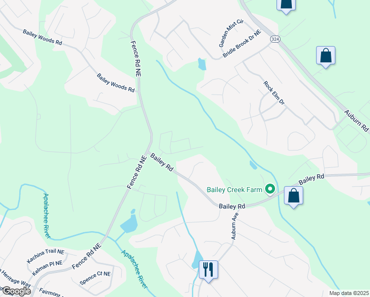 map of restaurants, bars, coffee shops, grocery stores, and more near 3208 Shirecrest Lane in Auburn