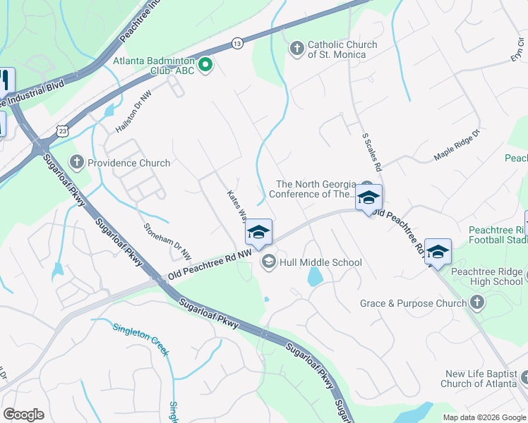 map of restaurants, bars, coffee shops, grocery stores, and more near 3295 Kates Way in Duluth