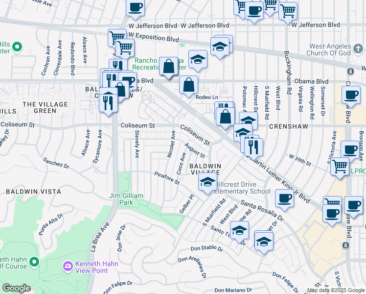 map of restaurants, bars, coffee shops, grocery stores, and more near 3848 Nicolet Avenue in Los Angeles