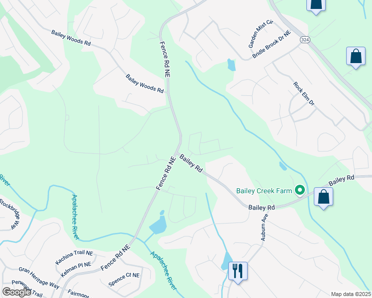 map of restaurants, bars, coffee shops, grocery stores, and more near 3279 Shirecrest Lane in Auburn