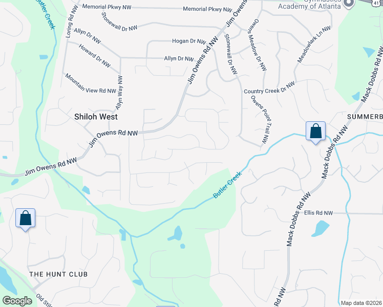 map of restaurants, bars, coffee shops, grocery stores, and more near 2579 Marleigh Farm Road Northwest in Kennesaw