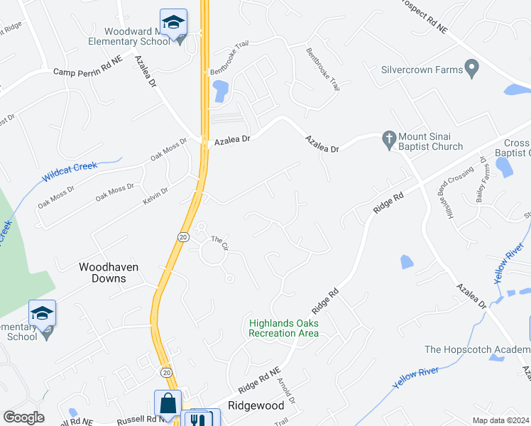 map of restaurants, bars, coffee shops, grocery stores, and more near 1733 Macy Lane in Lawrenceville