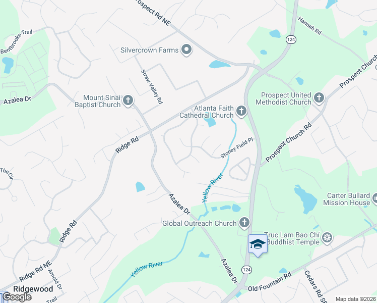 map of restaurants, bars, coffee shops, grocery stores, and more near 1265 Stoney Field Place in Lawrenceville