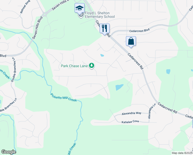 map of restaurants, bars, coffee shops, grocery stores, and more near 95 Leyland Crossing in Dallas