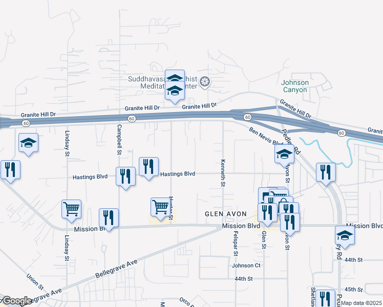 map of restaurants, bars, coffee shops, grocery stores, and more near 3916 Stanton Street in Riverside