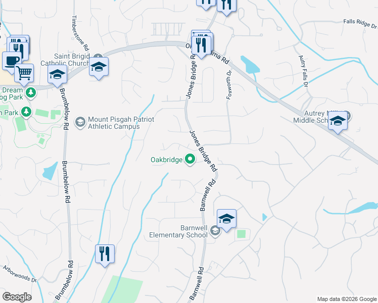 map of restaurants, bars, coffee shops, grocery stores, and more near 3635 River Trace Drive in Alpharetta