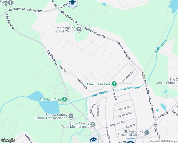 map of restaurants, bars, coffee shops, grocery stores, and more near 882 Whispering Way in Winder