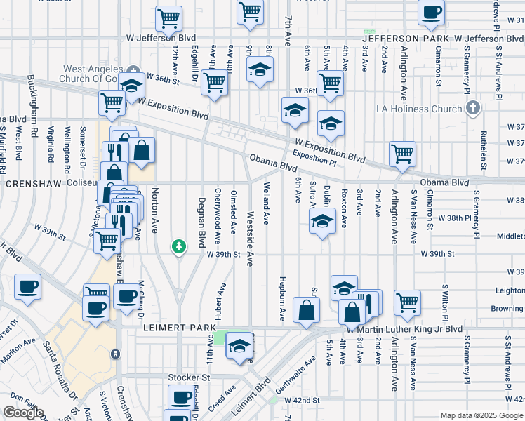 map of restaurants, bars, coffee shops, grocery stores, and more near 3815 Welland Avenue in Los Angeles